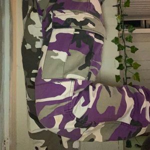 Grey and purple cargo pants